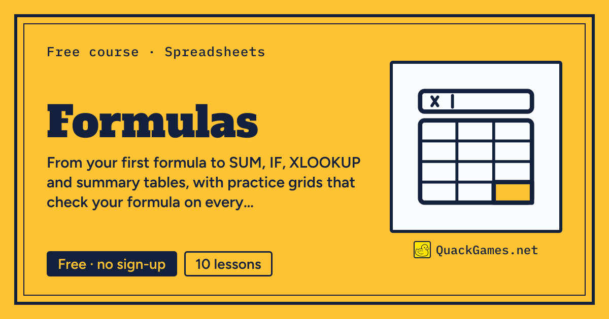 Learn Excel formulas free: SUM, IF, XLOOKUP and more